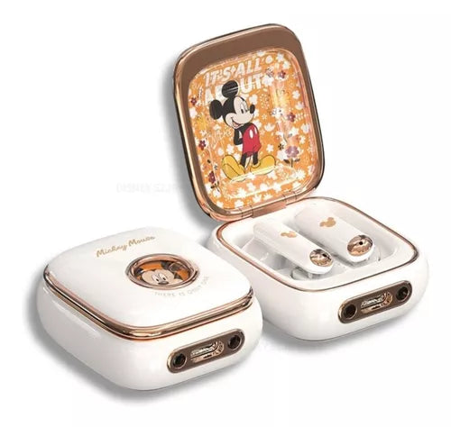 Fone De Ouvido Disney Pink Mini Sem Fio Bluetooth Para Jogos Com Microfone Gamer Original Mickey Mouse TWS Telefone Android (Branco)