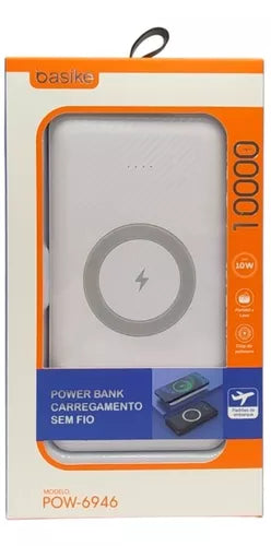 Carregador Power Bank Por Indução 10000mah Portátil Pow-6946 (BRANCO)