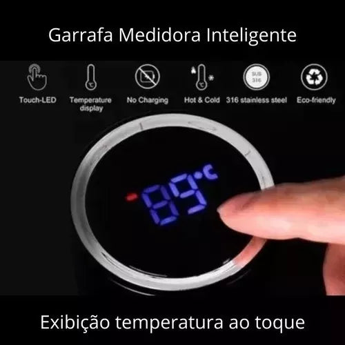 Garrafa Térmica 500ml Com Medidor De Temperatura Digital Led